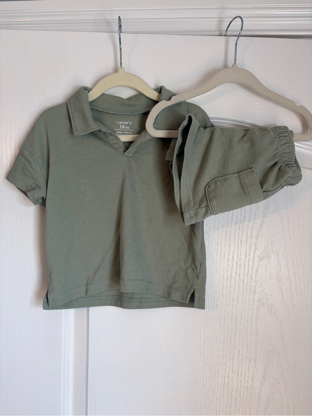NWOT Carter's Sage Polo Short Set 18M